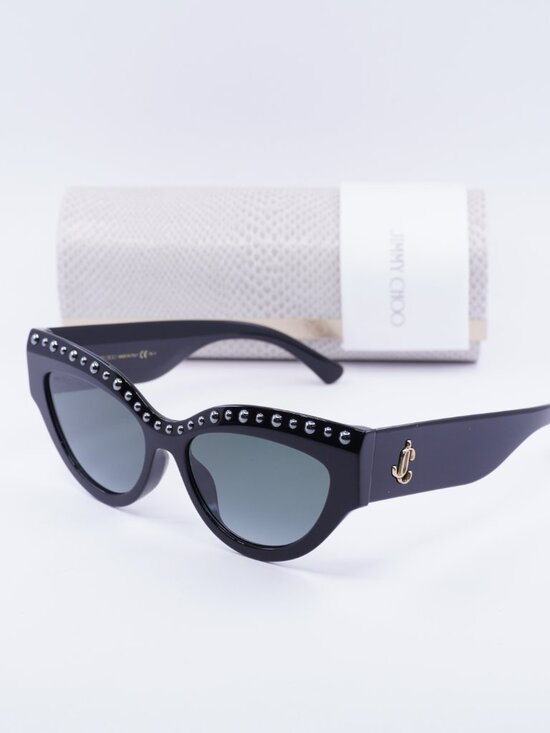 Jimmy Choo SONJA/G/S 0807 9O Sunglasses Black Cat Eye Frame, Grey Lenses main image 12